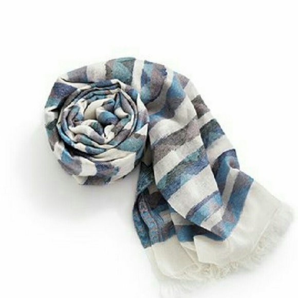 Silpada Blue White Stripe Avery Scarf Fringe - Picture 2 of 8